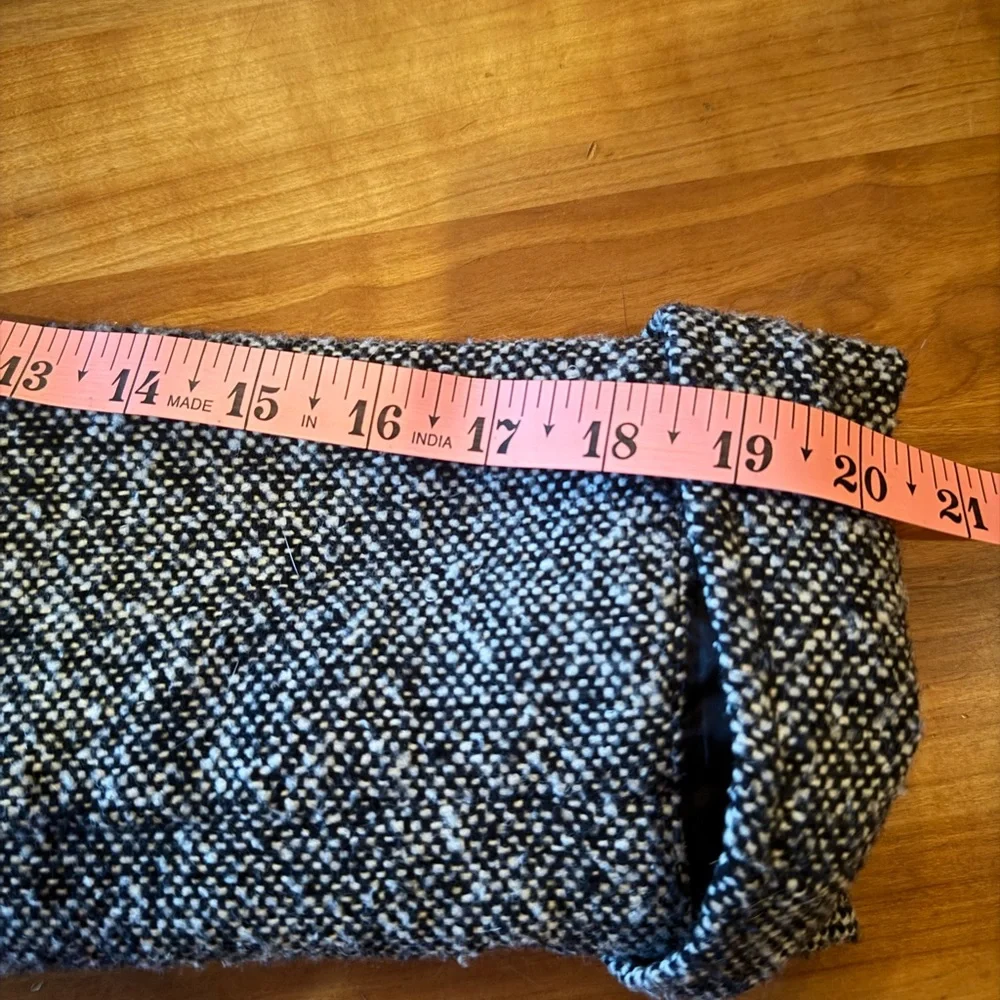 Talbots Kids Girls Size 12 Black White  Herringbone Wool Blend Knee Length  Coat